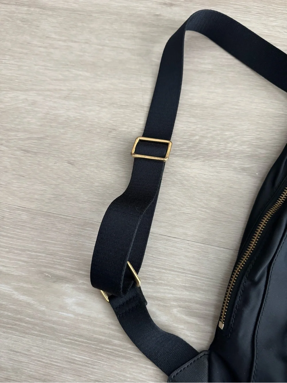 Like New Marc Jacobs Black Nylon Drawstring Backpack with Gold Hardware